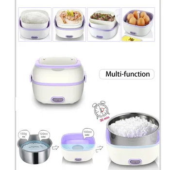 

Multifunctional Electric Heating Lunch Box Mini Rice Cooker Portable Food Steamer Heat Preservation Electronic Lunch Kitchen Box