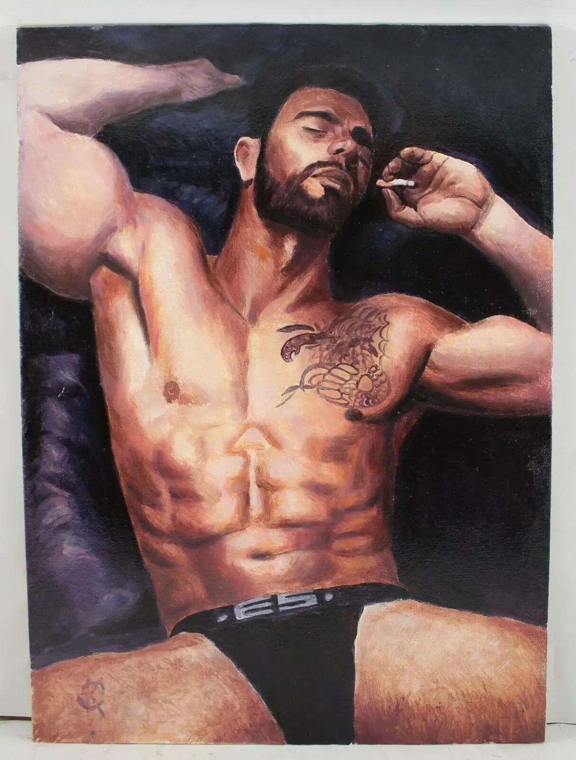 100% Hand-painted Original Oil Hand Painting on canvas (Kovtun S.) male body man | Дом и сад
