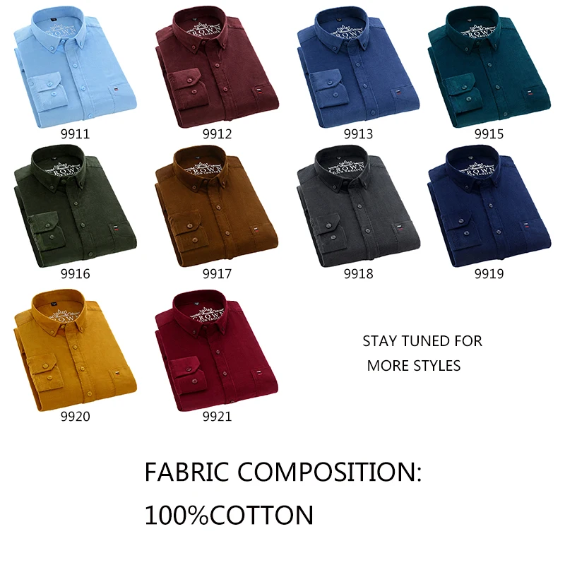 Aoliwen brand 7xl Autumn winter Warm Quality 100%cotton Corduroy long sleeved button collar smart casual shirts men comfortable