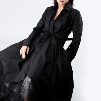 

female over-the-knee diablo wind long-sleeved dress 2020 spring of the new French fairy skirt restoring ancient ways