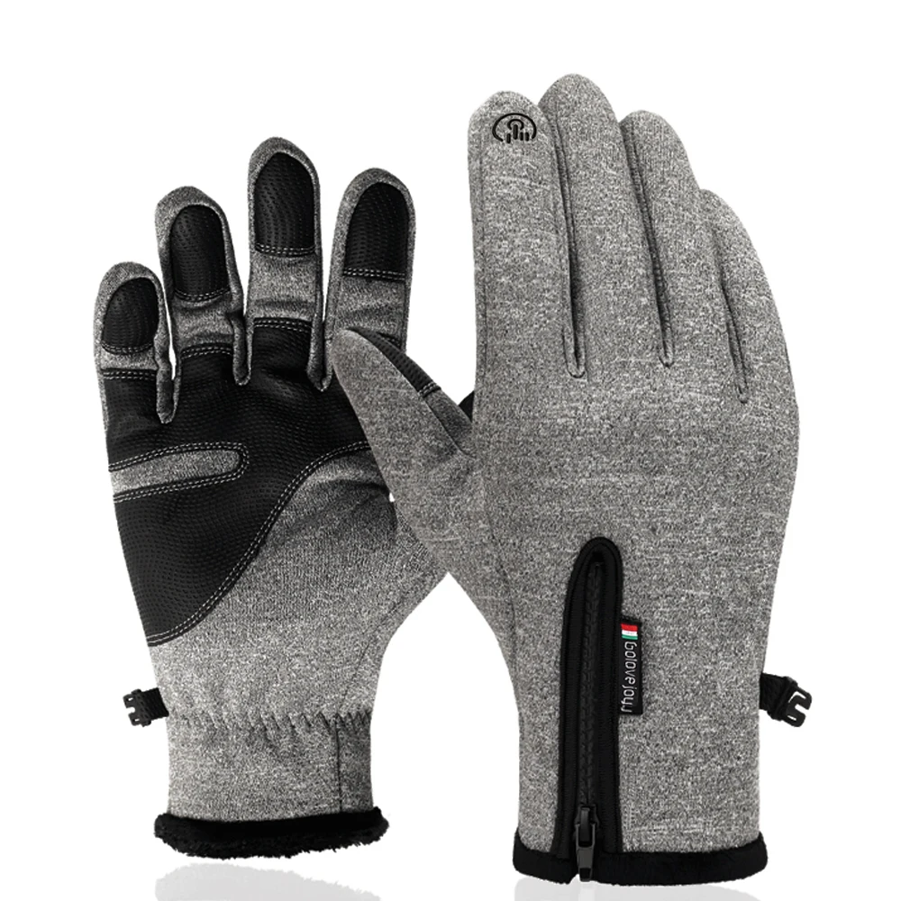 

Ski Gloves Keep Warm Touch Screen Non Slip Riding Glove Durable Waterproof Skiing Winter Gray Motorcycle Mobile Phone Bicycle