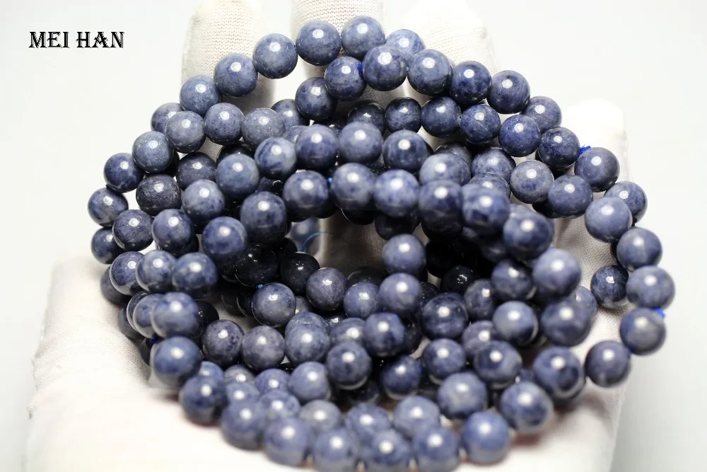 Meihan 8-8,8 мм натуральный+ синий сапфир(20 шт./компл./24g) Гладкие Круглые бусины камень для изготовления ювелирных изделий