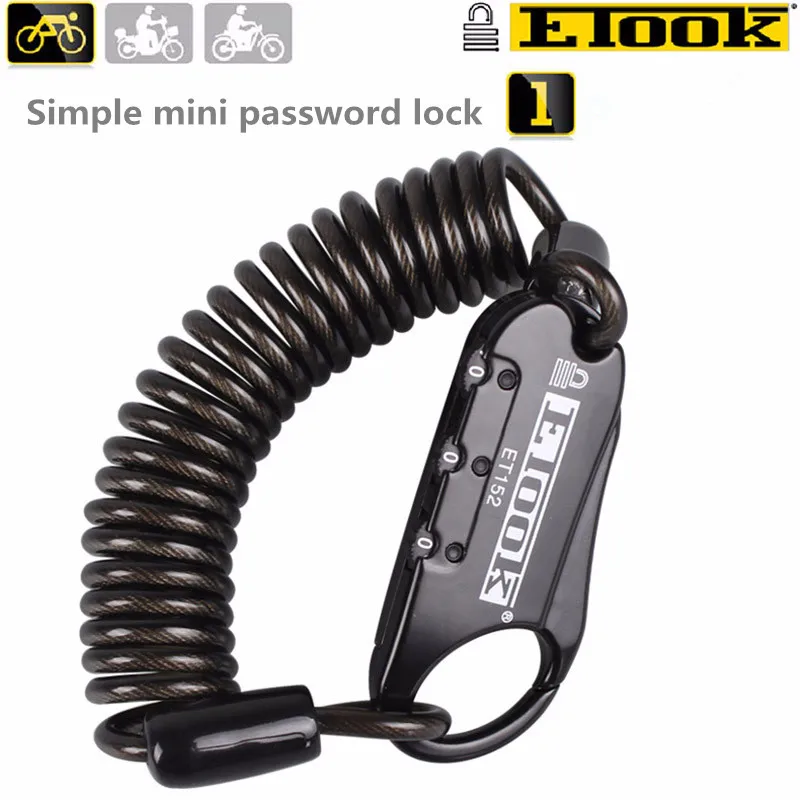 

Simple Mini Steel Cable Password Lock Luggage Lock Helmet Safety Lock Folding Bicycle Lock For ETOOK ET152