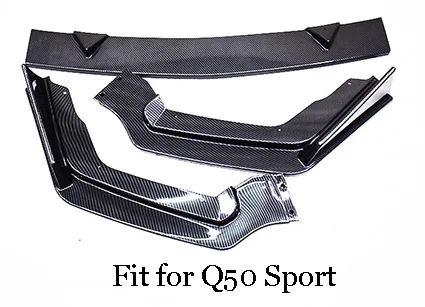 Для infiniti Q50 Q50 Sport передний бампер для подбородка губ Диффузор защитная пластина спойлер комплект обшивки - Цвет: Q50S Style D