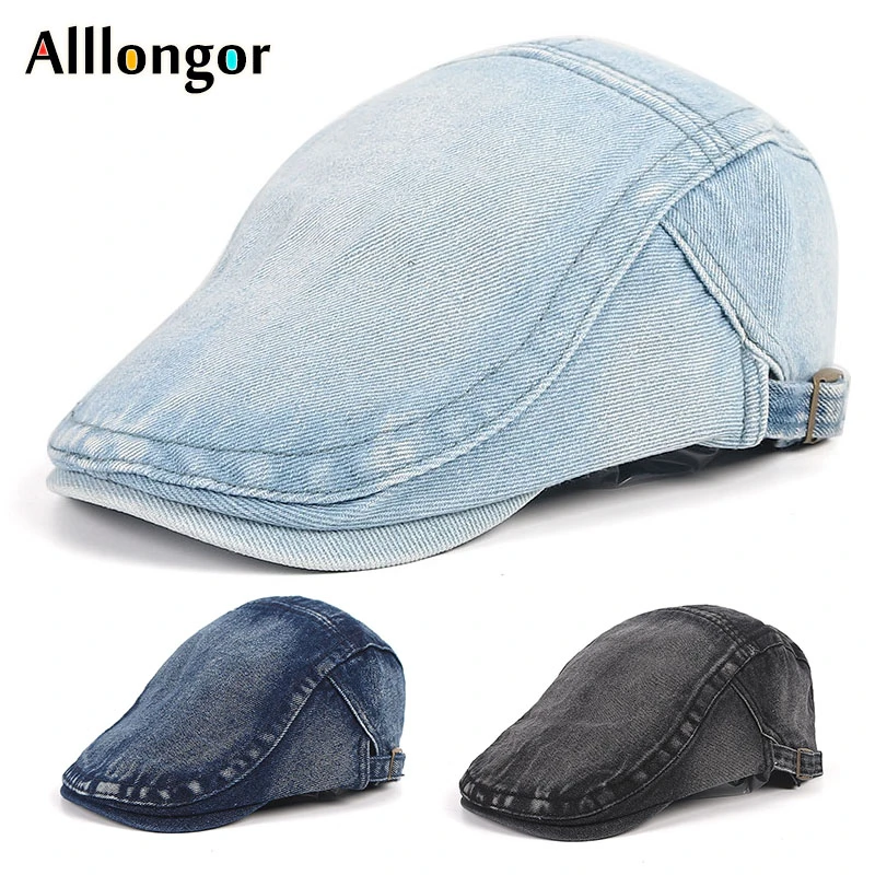 golf beret cap Classic Washed Denim Beret Hat Men Women Unisex Fashion 2022 Casual Retro Summer Cap Newsboy Ivy Hats Flat Cap Berets Caps Homme male beret hat