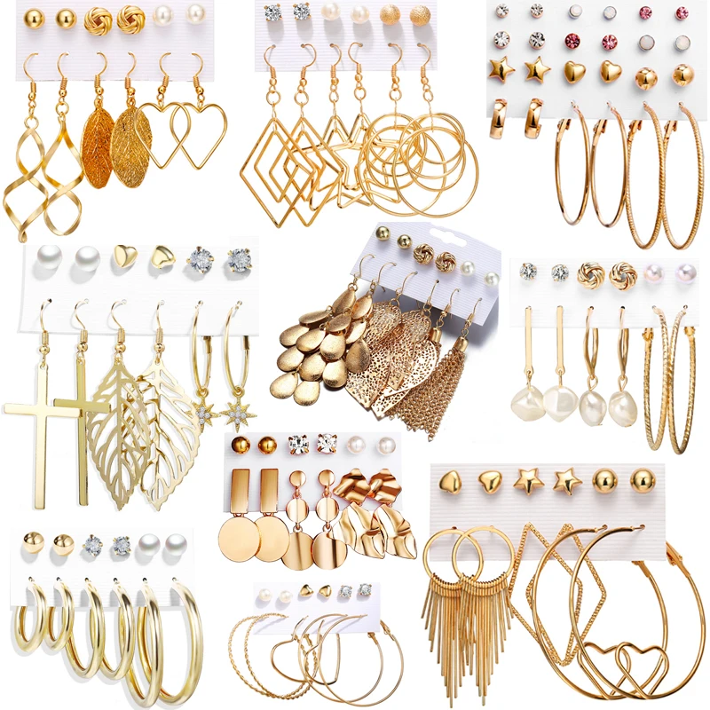 

Vintage Tassel Acrylic Women Earrings Ear Studs Bohemian Earrings Set Big Dangle Pearl Drop Hoop Earring Girl Jewelry Gift