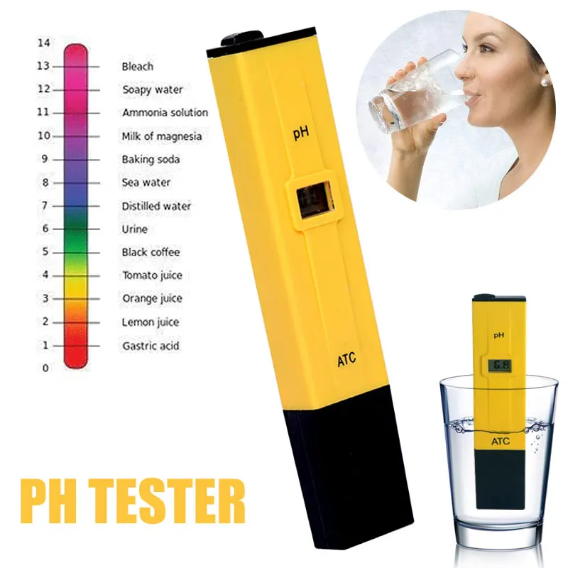 С ATC цифровой lcd плавательный бассейн ABS желтая тестовая Ручка Ph Тест er Ph Ручка портативная питьевая вода диабет здоровое тело