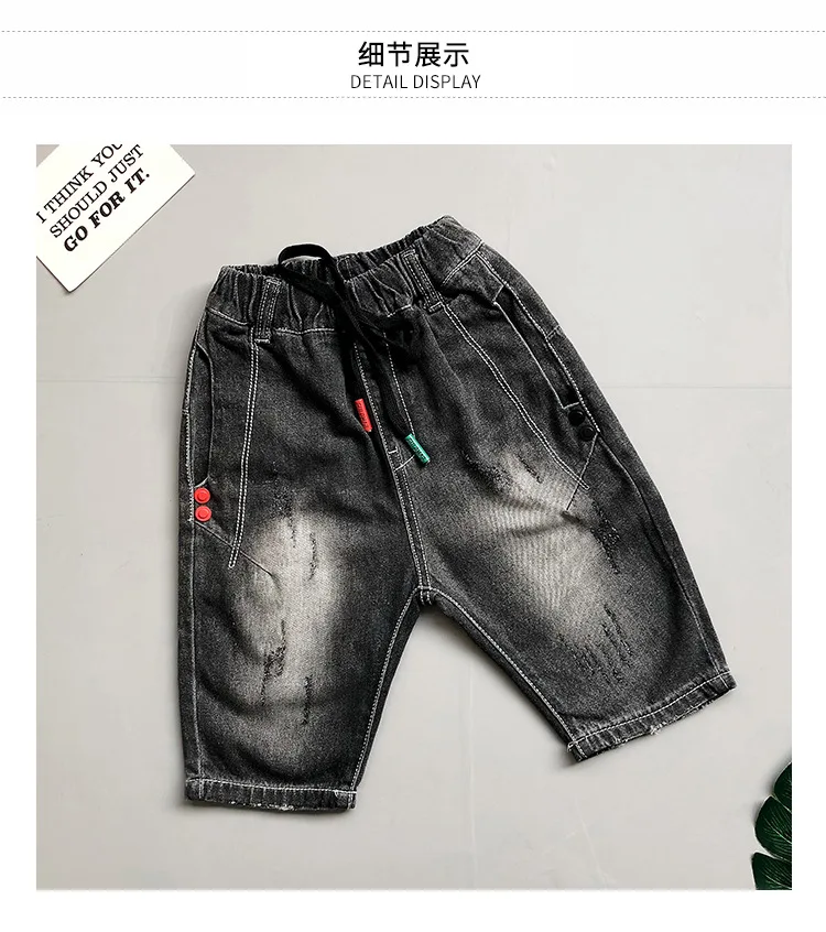 Childrenswear BOY'S Denim Trousers Summer Wear New Style CHILDREN'S Calf-length Pants Big Boy Korean-style Shorts