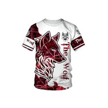 

Summer and autumn new personality street men T shirt short-sleeved animal lion wolf 3D printing shirt summer men's clothing top