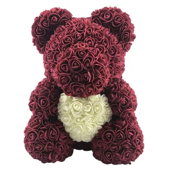 

Drop shipping 40cm Rose Bear Artificial Flowers Home Wedding Festival Wedding Decoration Valentine's Day Gift Box Wreath Crafts