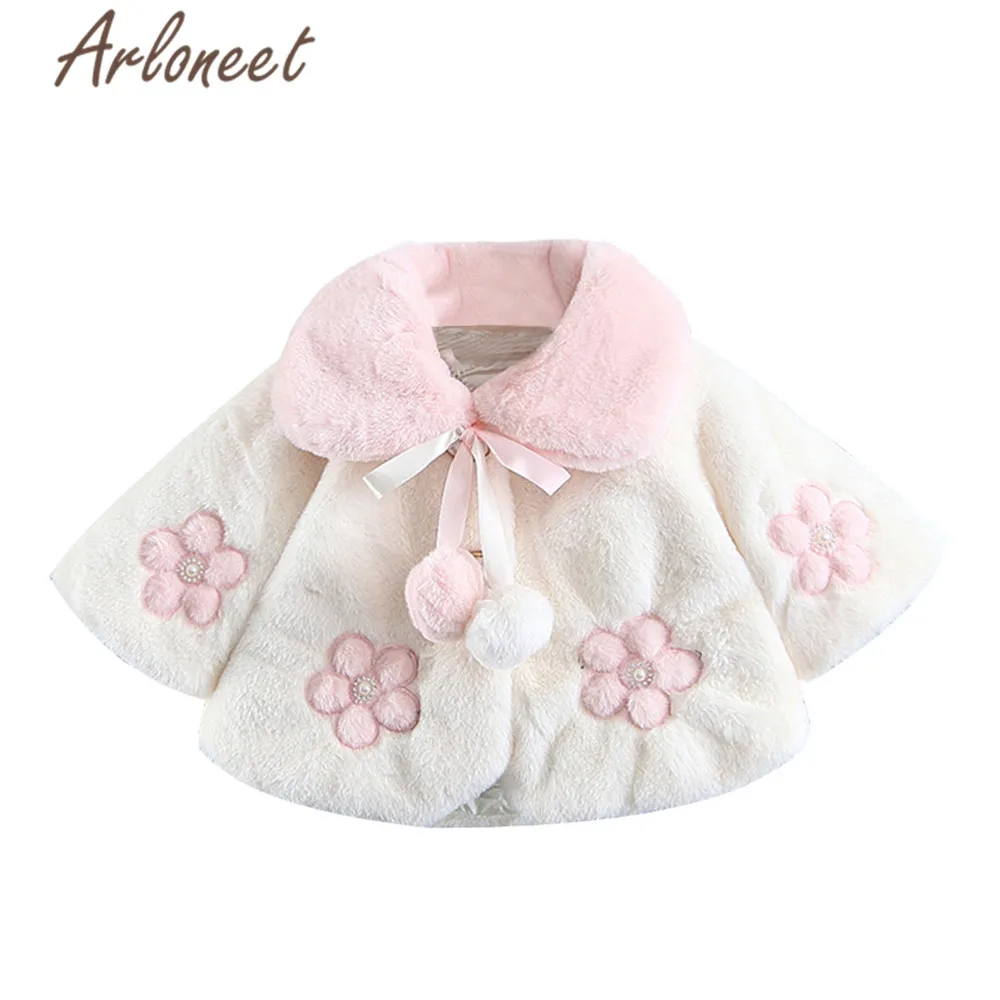 ARLONEET/пальто теплое зимнее плотное пальто для маленьких девочек теплая верхняя одежда с цветочным принтом и бантом г. Пальто Одежда для девочек - Цвет: WH