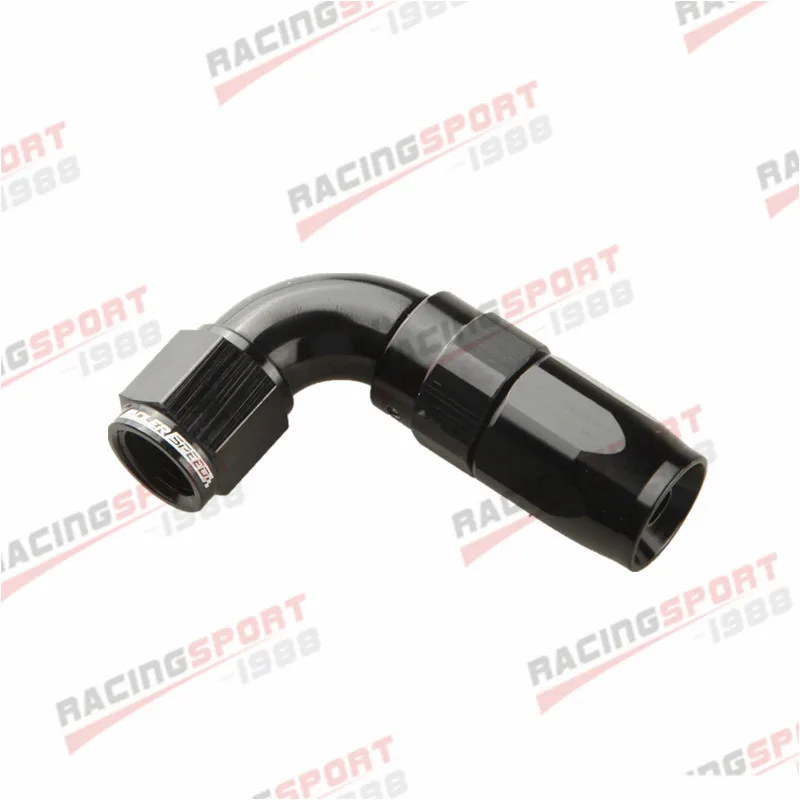 -4 AN AN4 90 Degree Aluminum Full Flow Swivel Fitting Hose End Adapter Black