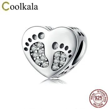 

Coolkala Pure Silver A String Of Beads Heart-shaped Footprint Series Of Ornaments Bracelet Parts Hollow Out Interdigital Region
