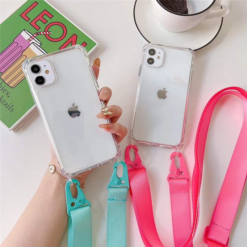 Clear Crossbody Phone Case with Lanyard Strap and Transparent Back Cover