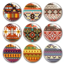 

Handmade African Indian Geometric Tribal Pattern Round Photo Glass Cabochon Demo Flat Back DIY Jewelry Making Findings Accessory