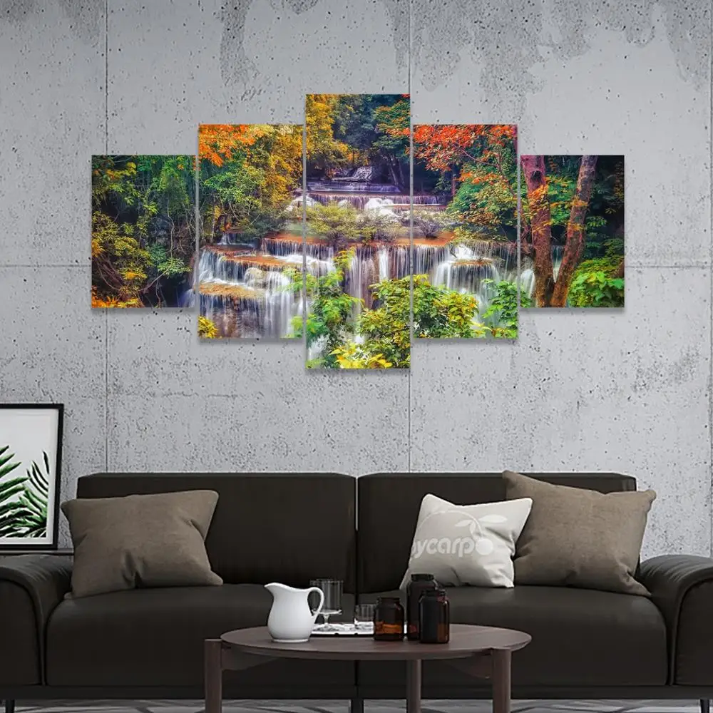Natural Fresh Sunshine Canvas Painting Green Tree Poster Forest Landscape Wall Art Pictures for Home Decor | Дом и сад