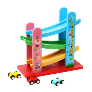 

Kids Wooden Car Ramps Race 3 Level Toy Car Ramp Race Track Wooden Toy Cars Toddler Baby Toys for Boys and Girls Birthday Gift