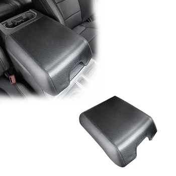 

Car Carbon Fiber Leather Armrest Box Decorative Protection Cover Trim for Ford F-150 F150 2017-2019 Storage Box Accessories