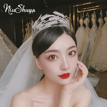

NiuShuya New Crystal Wheat Ear Tairas Crown Sparkling Rhinestone Alloy Tiaras Bride Wedding Headdress Hair Accessories