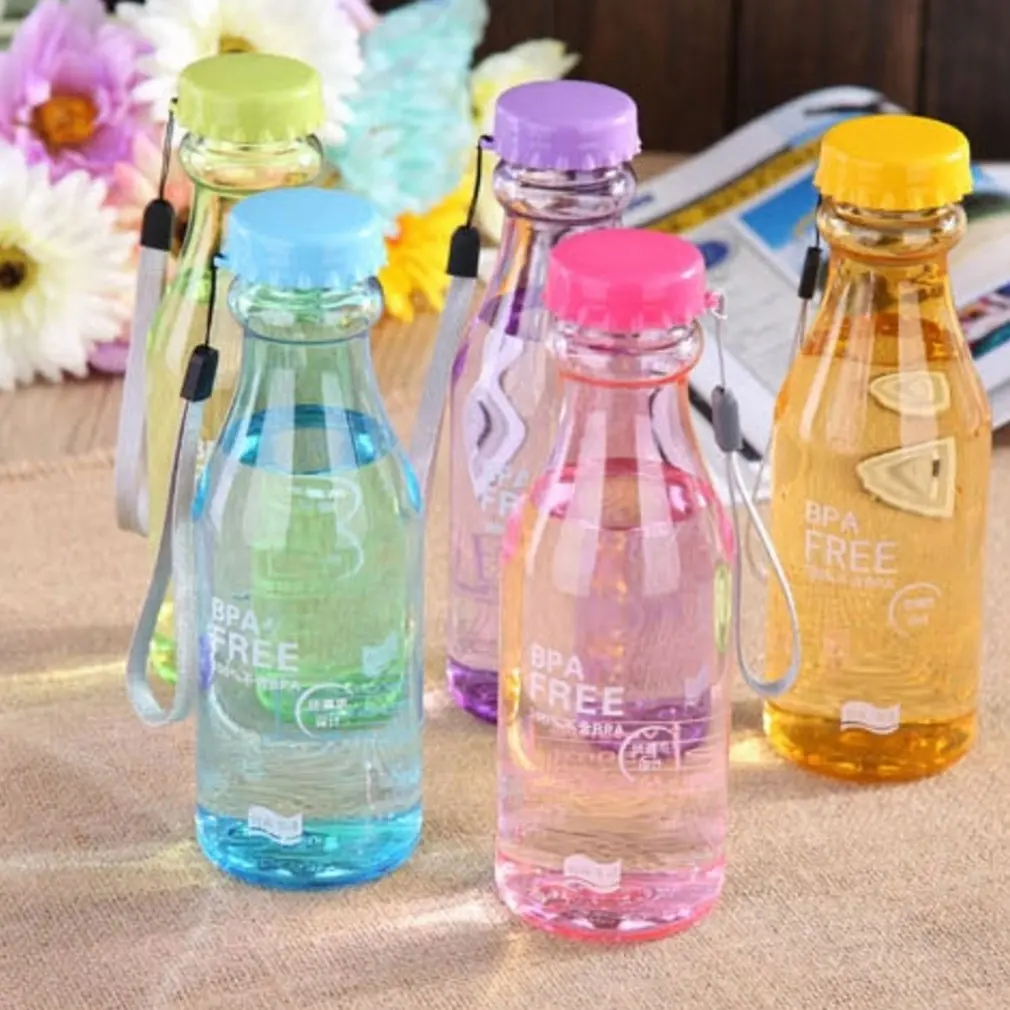 Creative Summer Student Portable Water Glass Plastic Water Bottle Lovers Cup Leak-proof Unbreakable Frosted Steam Bottle