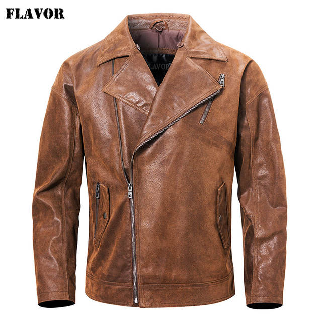 New Men’s Warm Real Leather Jacket With Removable Hood Biker Leather Jacket