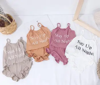

Summer Kids Girls Clothes Pajamas Sets Baby Girl Boys Vest Pant Set Cotton Casual Sleepwear Children Homewear Tracksuit 1-5Y