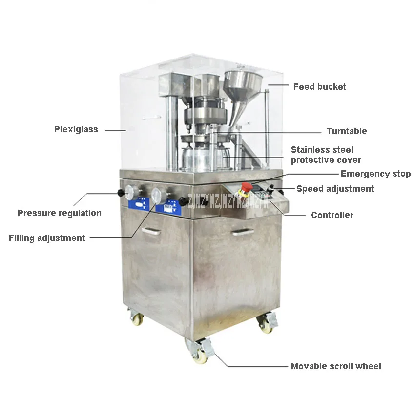 ZP-9A кнопочный ротационный пресс для таблеток, маленький ротационный пресс для таблеток из нержавеющей стали 110 В/220 В/380 в 0-16200 шт/ч 30 об/мин