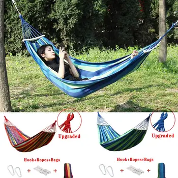 

200X80CM Camping Hammock Canvas Swing Bed Outdoor Backpacking Travel Survival Hunting Sleeping Bed Terrace Porch Hanging Chair