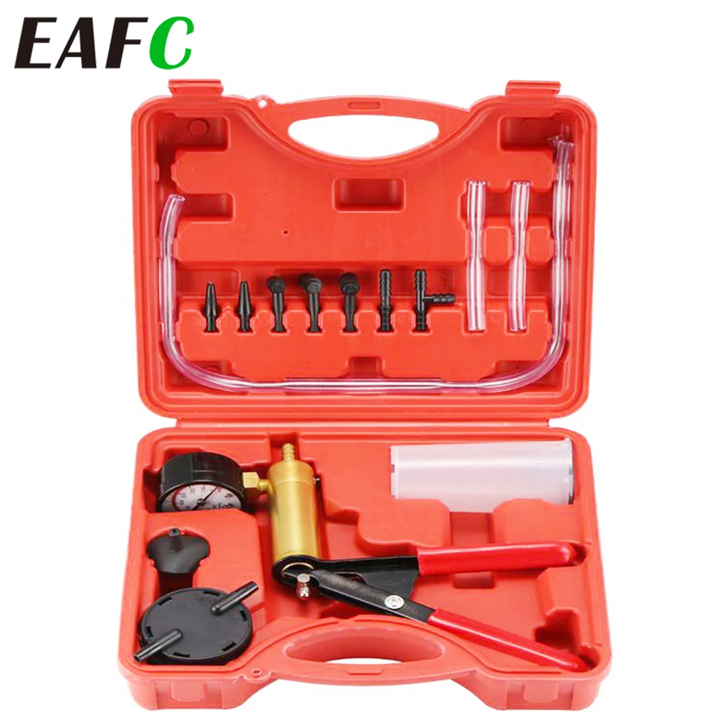 Manual Brake Fluid Bleeder Tool with Tool Box Kit DIY Vacuum Pistol Pump Pressure Tester Aluminium Body Pressure Gauge