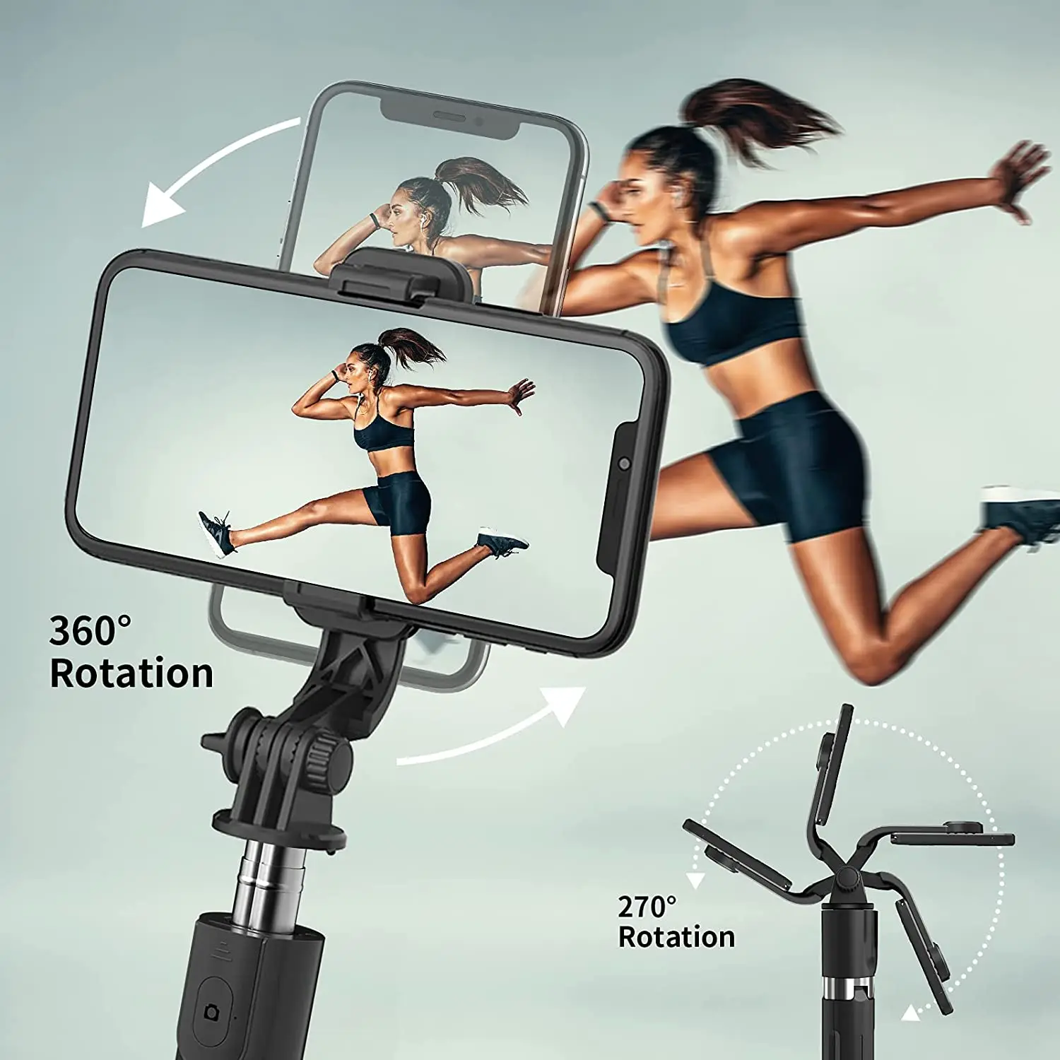 Mini Selfie Stick 4 in 1 Extendable Portable Bluetooth Selfie Stick Tripod & Phone Tripod Stand with Detachable Wireless Remote