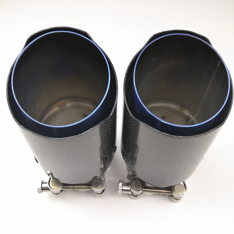 1 шт.: выхлопные наконечники из углеродного волокна, глушитель из синей горелой нержавеющей стали, выхлопная труба для автомобиля