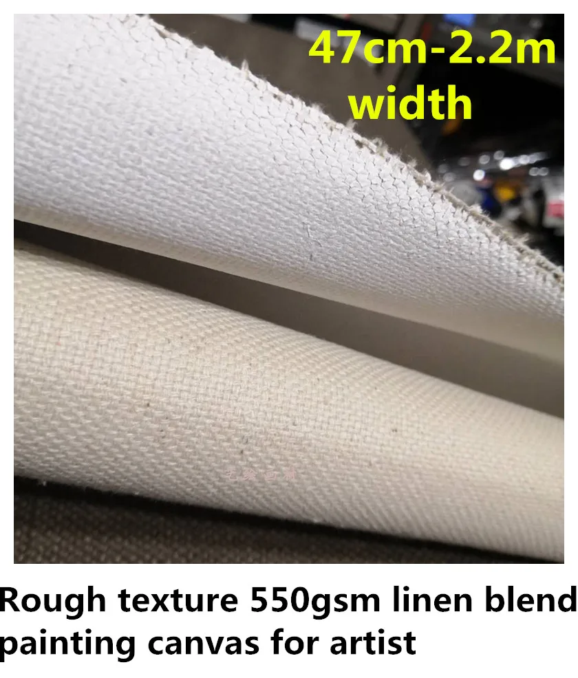 5m roll Rough texture 550gsm heavy linen blend canvas roll with package