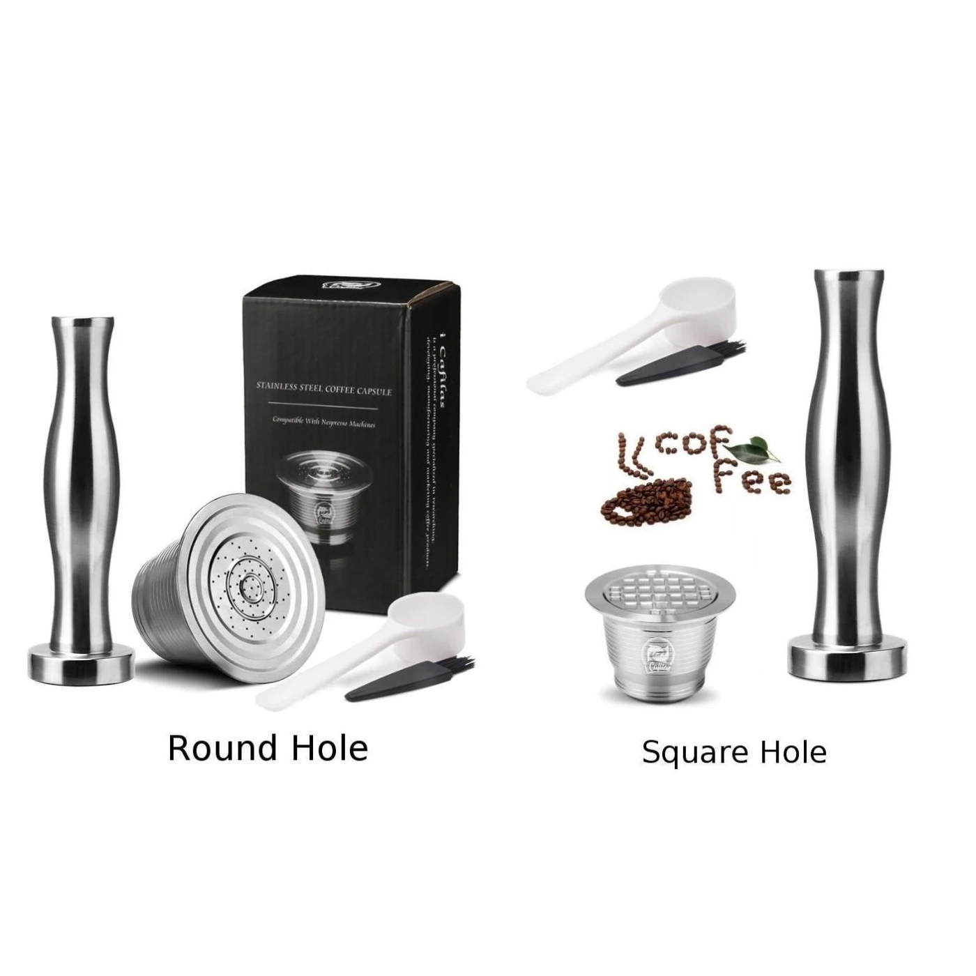 1X кофейная капсула+ 1X трамбовка из нержавеющей стали многоразовые для Nespresso U для Pixie для Le Cube для Maestria для Lattissima