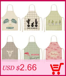 1PC Cotton Kitchen Aprons Linen Printed Sleeveless Pinafore Brief Geometric Women Home Cooking Baking Waist Bib 53*65cm WQL0150