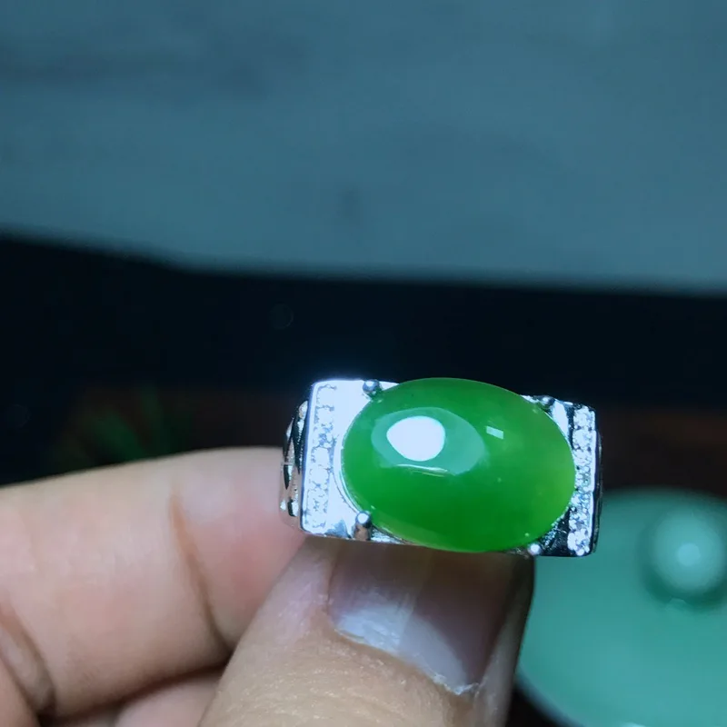 Изысканное зеленое кольцо Yangzhi Jade для мужчин, кольцо из стерлингового серебра 925 пробы, подарок на день рождения, натуральный нефрит, сильный подарок для мужчин на день рождения