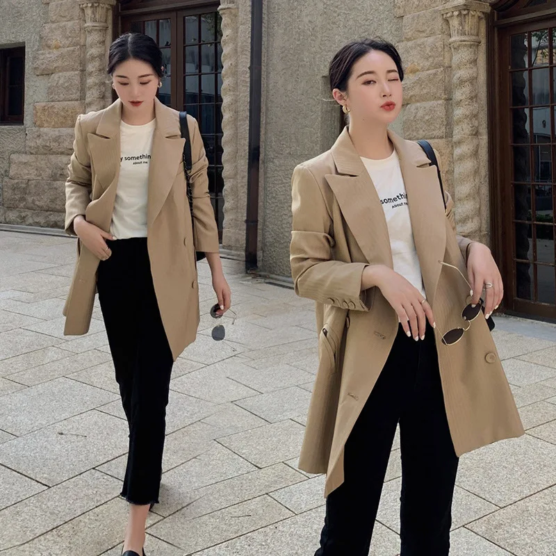 

Cool Pocket Stripes Large Lapel Suit Jacket Comfortable Versatile Trend Elegant 2019 Autumn