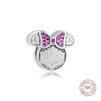 

Authentic 925 Sterling Silver Pave Mouse Ears Clip Stopper Charms Fits Original Bracelet DIY Beads for Jewelry Making Berloque