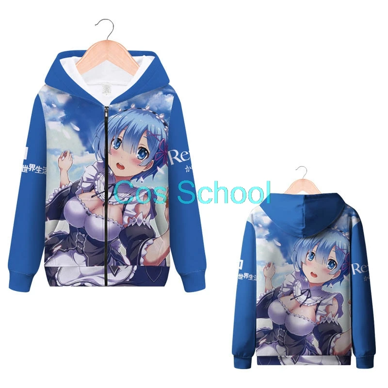Cos School Rem толстовки для косплея Re: Zero Starting Life in другой мир с капюшоном куртка