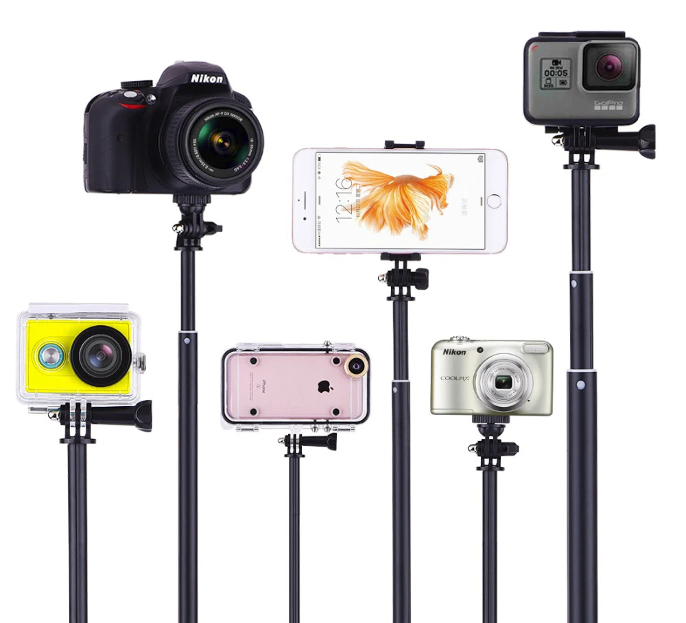 Портативный монопод для селфи экшн Камеры GoPro Hero 7 6 5 4 Xiaomi Yi 4K Sjcam Sj4000 Eken