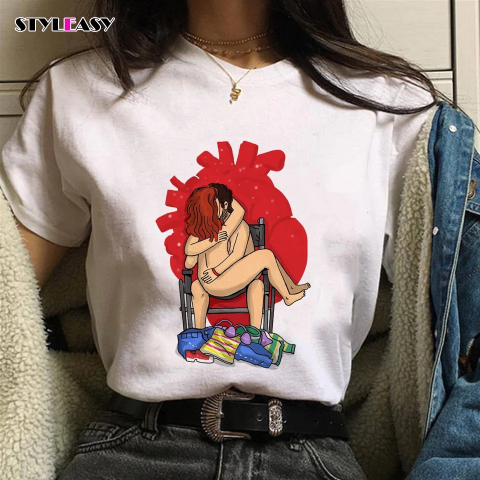 Новые летние винтажные футболки для пар Harajuku забавные принты с надписями