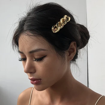 

Gold Silver Color Metal Chain Hairpins Simple Geometric Long Barrettes Hair Clips for Women Hollow BB Hair Pins Headwear Jewelry