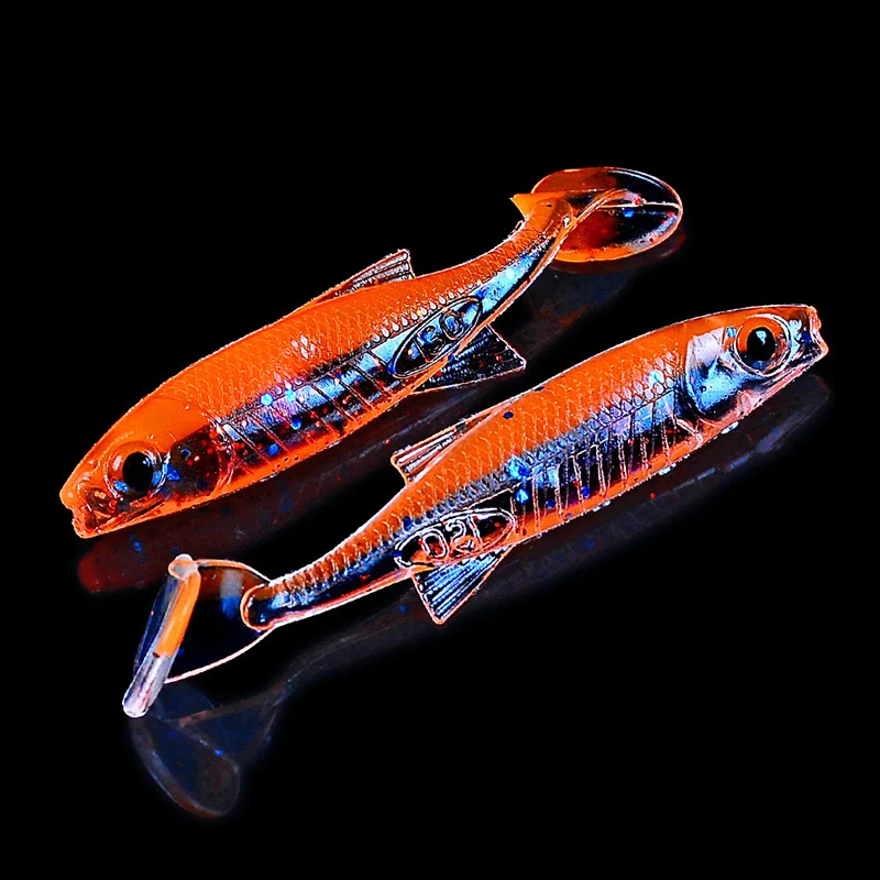 10pcs/lot Artificial Fishing Lure Soft Lure 2.5g/7cm Shad Carp Baits Swimbait Jig Head Fishing Silicone Rubber - Цвет: C