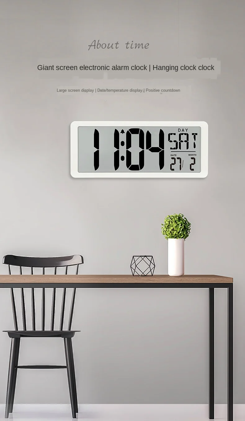 LED Digital Wall Clock Large Number Time Display Alarm Clock with Date Temperature Table Desk Watch Electronic Clocks Home Decor