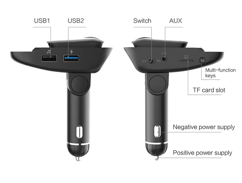 Автомобильный bluetooth-комплект ER9, fm-передатчик, беспроводная bluetooth-гарнитура, может обнаруживать напряжение аккумулятора, автомобильное зарядное устройство с наушниками