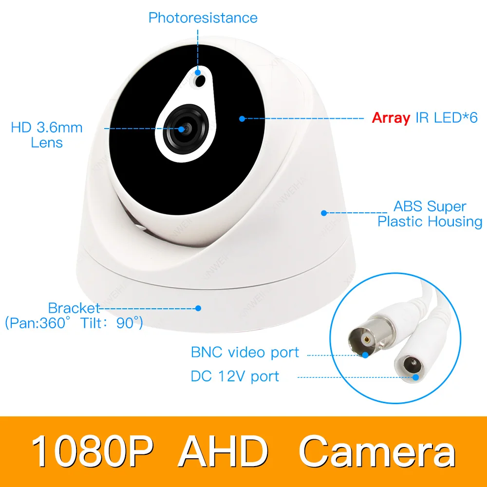 4ch 1080P AHD комплекты системы видеонаблюдения CCTV безопасности Гибридный DVR Крытый Купол AHD камера видеонаблюдения P2P XMEYE 2MP комплекты