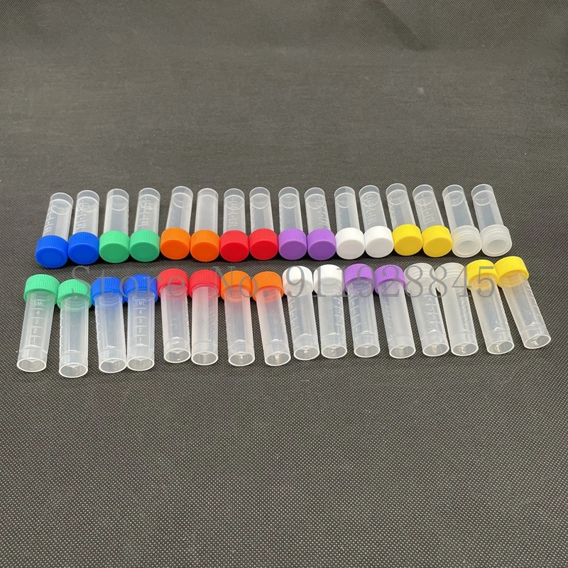 36pcs Plastic 5ml Cryovial With Colored Screw Cap+ 1pcs 36 Vents plastic Freezing Tube Storage Box for experiment