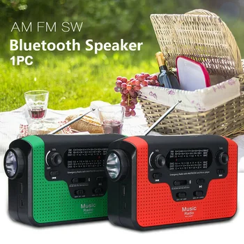

LED Flashlight Business Trip Emergency Car Outdoor Camping Portable Travel USB Solar Charging Hand Crank Bluetooth Radio Speaker