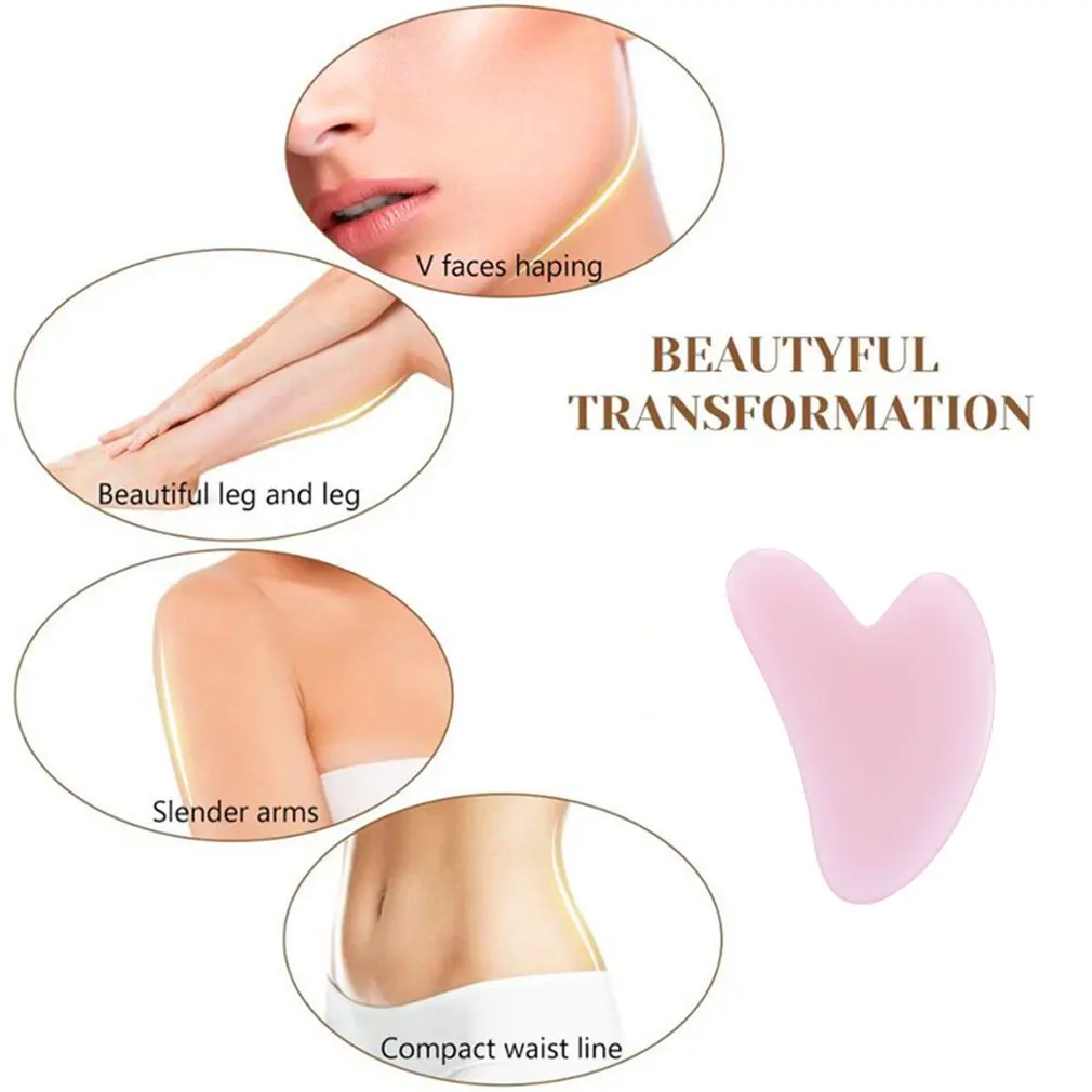 1 PC Resin Heart-shaped Massage Scraping Board Artificial Rose Gua Sha Board Face Neck Body Massager Guasha Plate