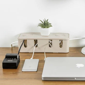 

Plastic Wire Storage Box Cable Manager Organizer Box Household Power Cord Charger Desktop Finishing Box Cable Box Plug-in Board