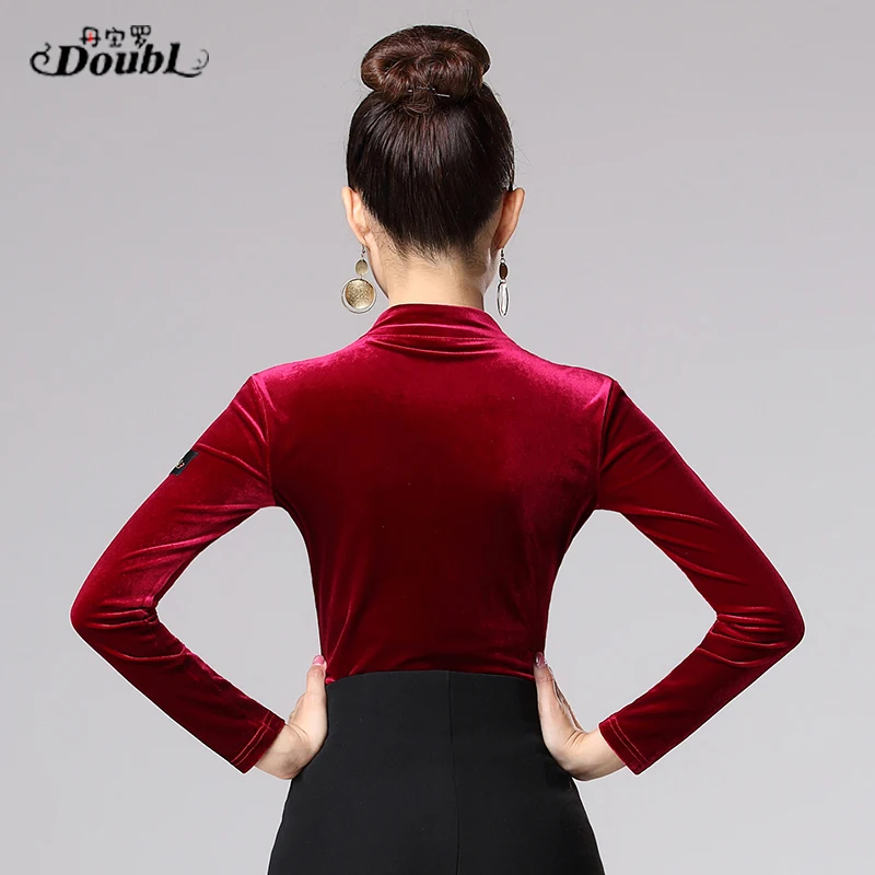 Новинка года. Бархатные женские топы для латинских танцев. Женская одежда для взрослых. Бальные Топы с длинным рукавом. Стандартные тренировочные Топы